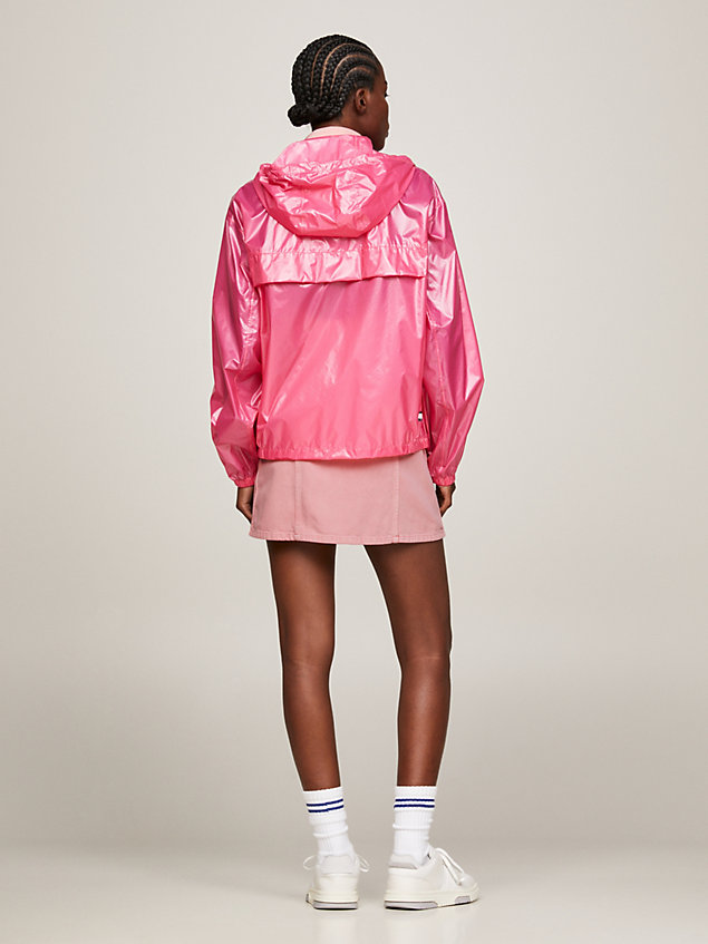 pink packable glossy chicago windbreaker for women tommy jeans
