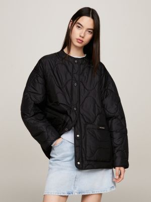 Collarless Padded Quilted Liner Jacket | Black | Tommy Hilfiger