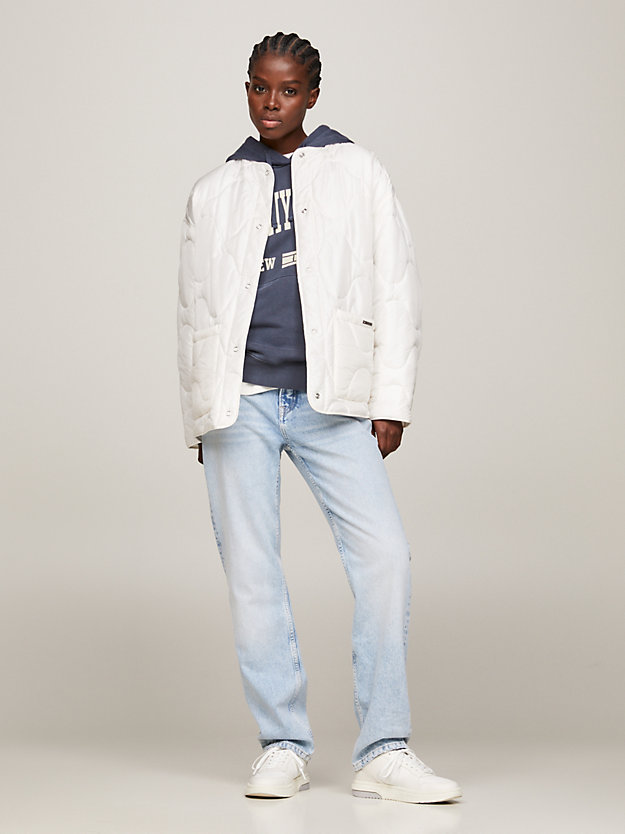 white collarless padded quilted liner jacket for women tommy jeans