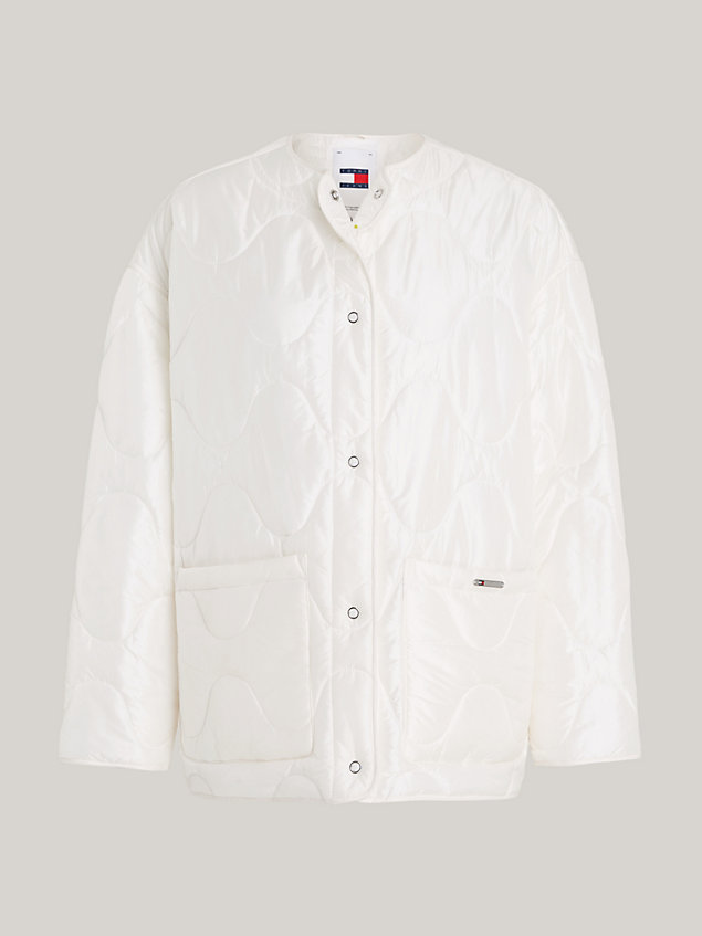white collarless padded quilted liner jacket for women tommy jeans