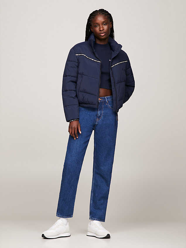 blue lightweight puffer jacket for women tommy jeans