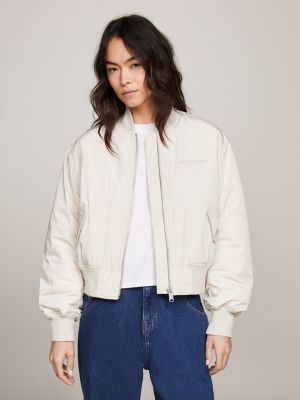 Logo on sale bomber jacket