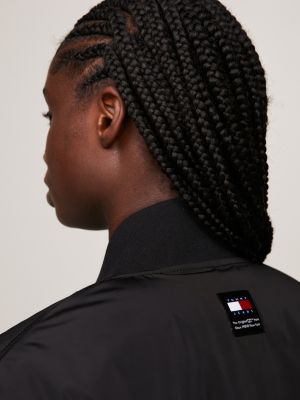 black padded tonal logo bomber jacket for women tommy jeans