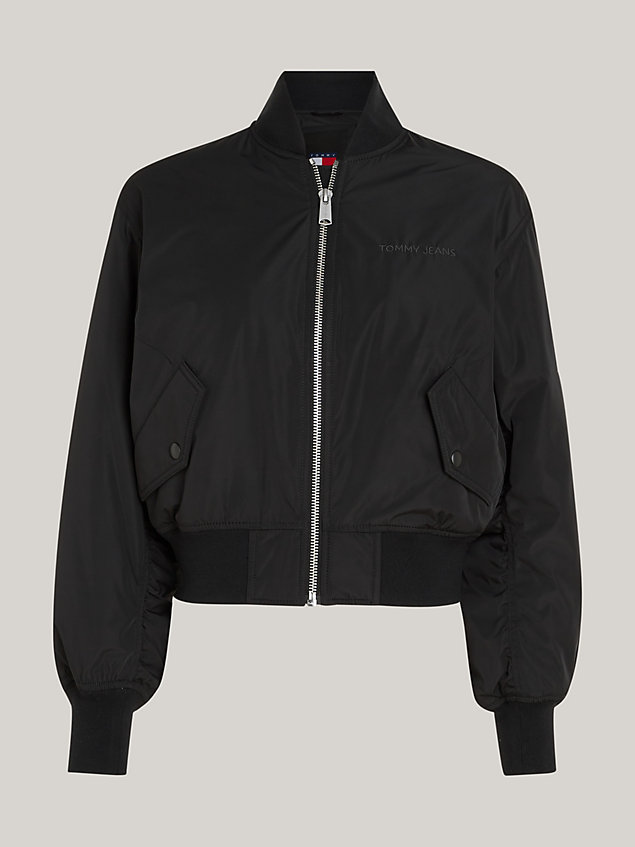 black padded tonal logo bomber jacket for women tommy jeans