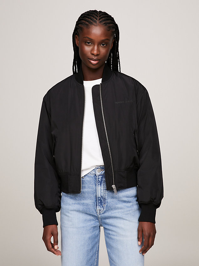 black classics logo bomber jacket for women tommy jeans