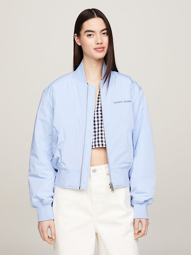 blue classics logo bomber jacket for women tommy jeans