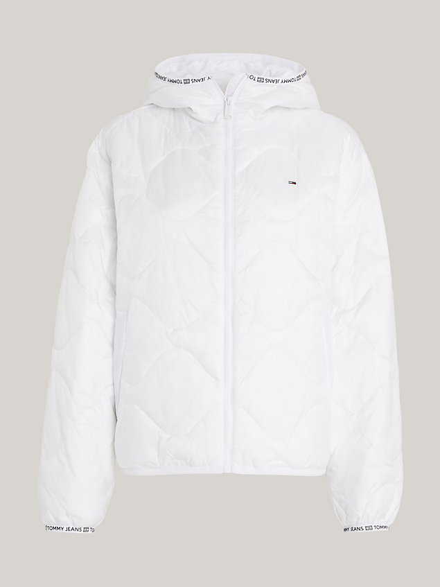 white quilted hooded puffer jacket for women tommy jeans