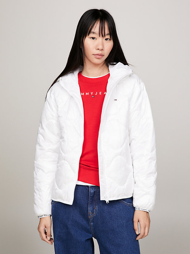 Quilted Hooded Puffer Jacket | White | Tommy Hilfiger