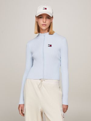 Tommy Hilfiger Womens Knit Panel French Terry Sweatshirt Blue Cotton  ref.1166025 - Joli Closet