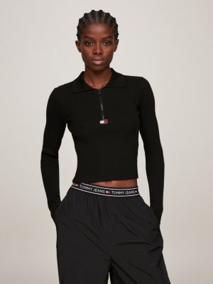 Curve TH Monogram Textured Oversized Jumper | Black | Tommy Hilfiger