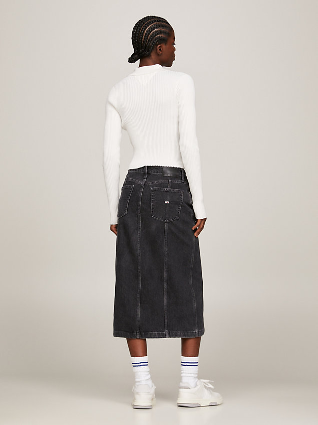 white prążkowany sweter z naszywką dla kobiety - tommy jeans