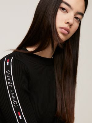 Tommy Jeans logo tape bodysuit in black