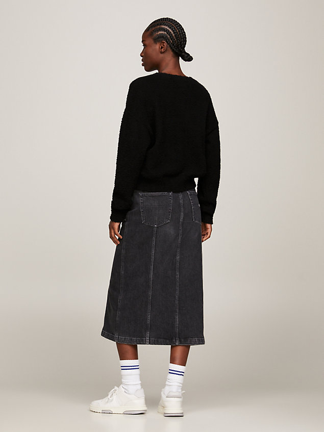 black boxy fit trui met oversized logo voor dames - tommy jeans