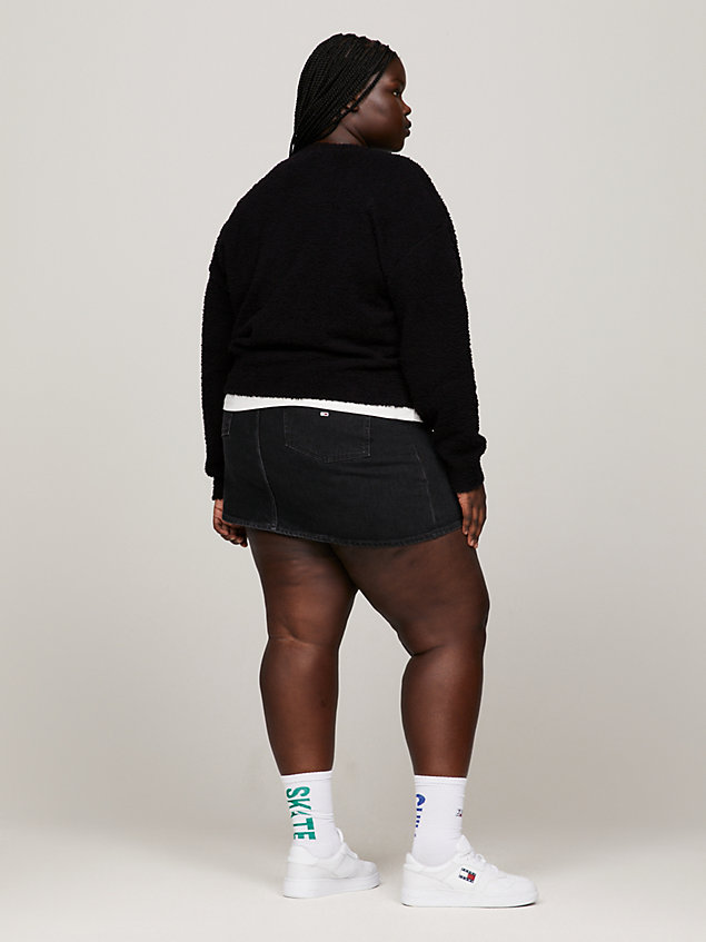 black boxy fit pullover mit großem logo für damen - tommy jeans