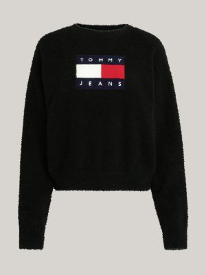 Oversized Logo Boxy Fit Jumper | Black | Tommy Hilfiger