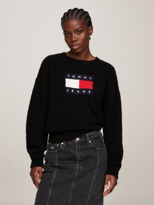 Pull manches longues en laine chaude Tommy Hilfiger, col en V côtelé