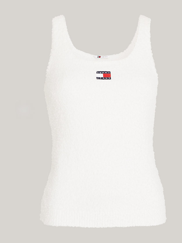 white badge fitted tank top for women tommy jeans