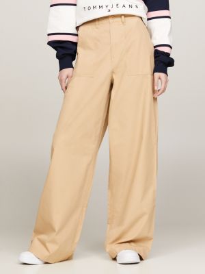 Claire High Rise Wide Leg Cargo Trousers, Beige