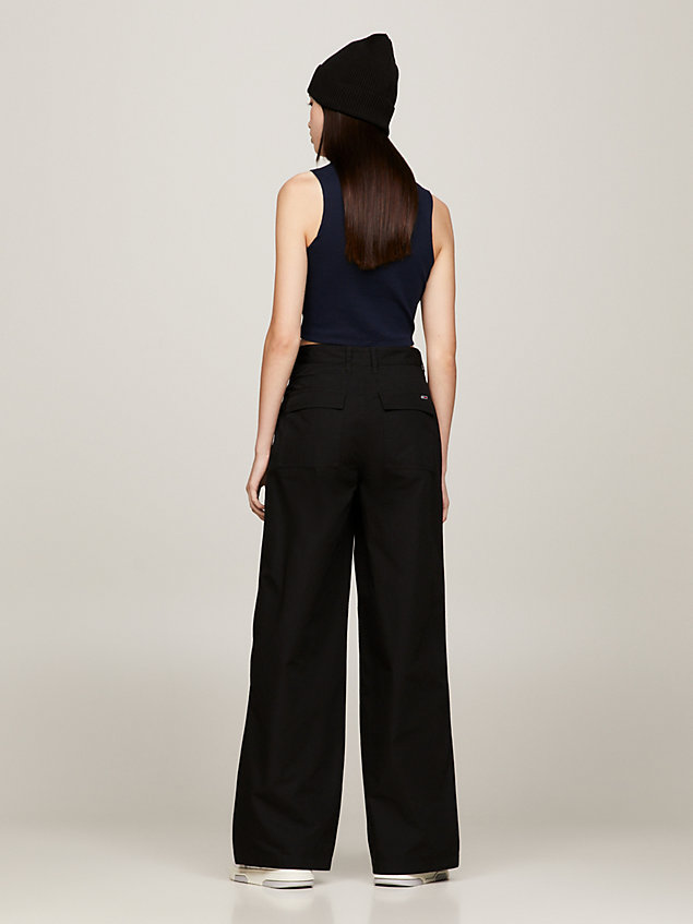black claire high rise wide leg cargo trousers for women tommy jeans