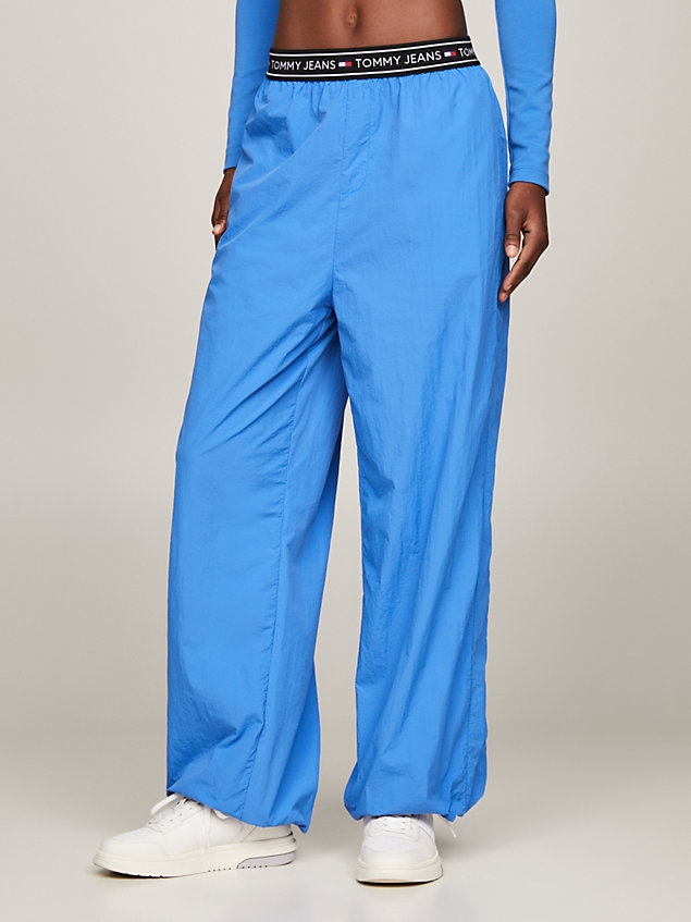 blue baggy fit jogginghose mit logomuster-bund für damen - tommy jeans