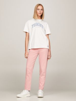 pink mom slim jeans mit ultrahohem bund für damen - tommy jeans