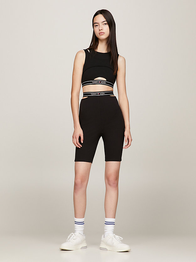 black logo waistband cycle shorts for women tommy jeans