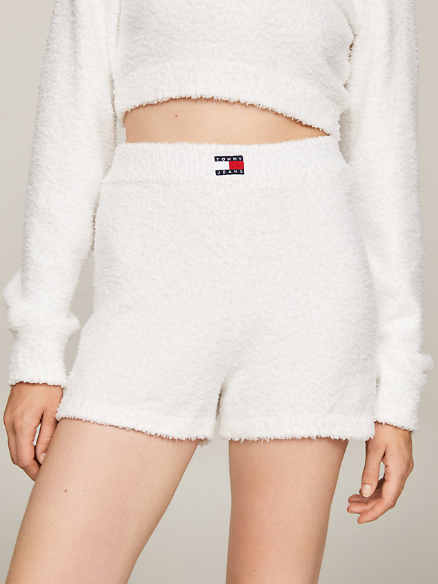 white badge knit shorts for women tommy jeans