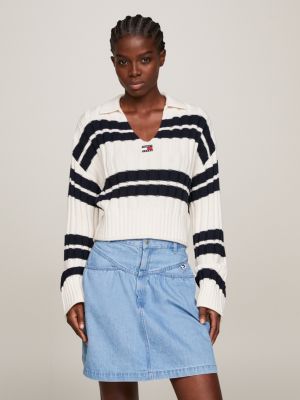 Striped cropped outlet jumper