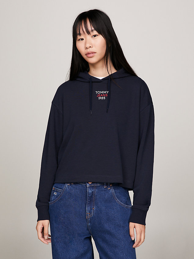 felpa crop essential relaxed fit blue da donne tommy jeans