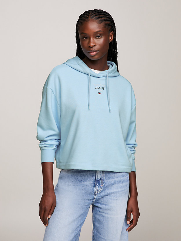 Essential Cropped Relaxed Hoody | Blue | Tommy Hilfiger
