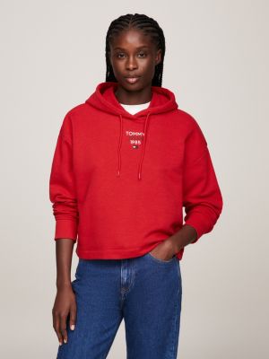 Tommy hilfiger store red cropped hoodie