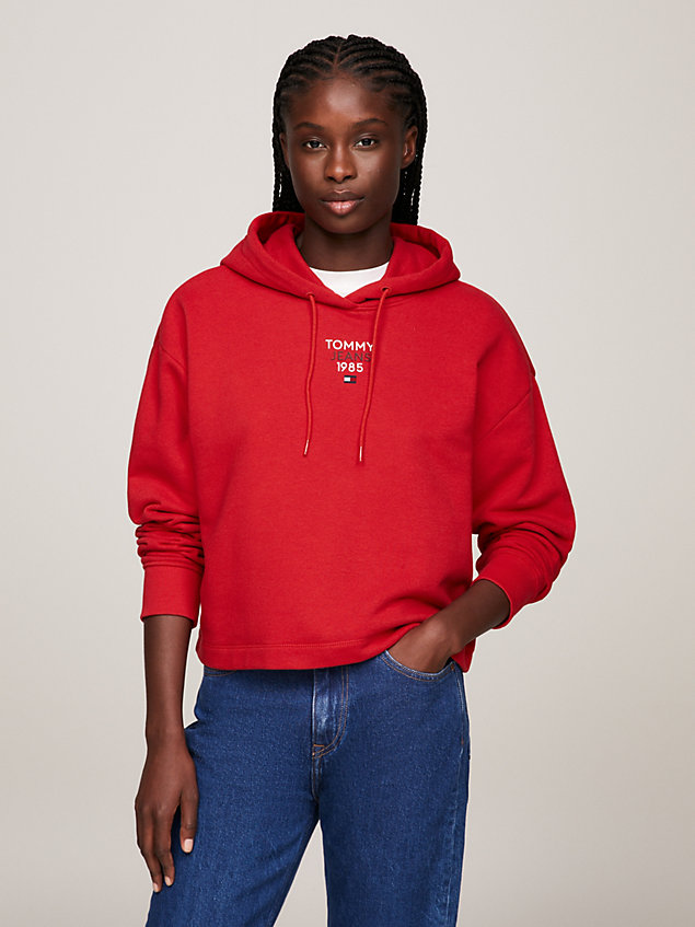 felpa crop essential relaxed fit red da donne tommy jeans