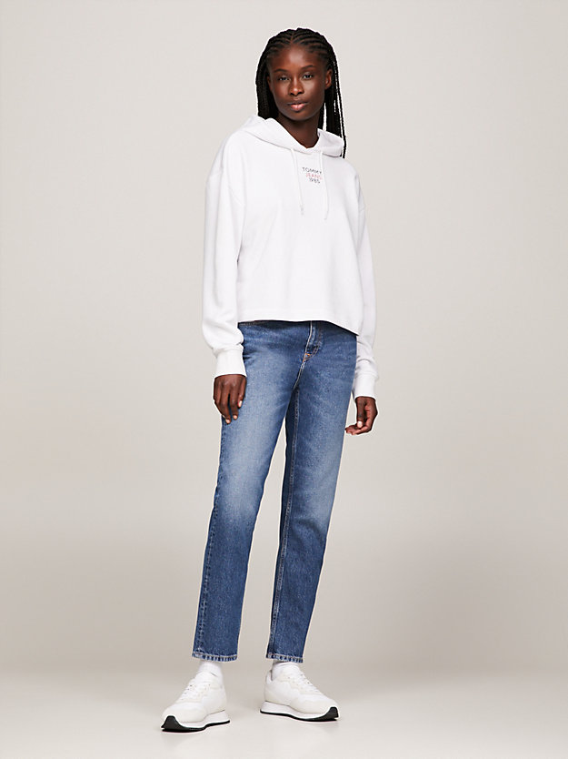 Essential Cropped Relaxed Hoody | White | Tommy Hilfiger