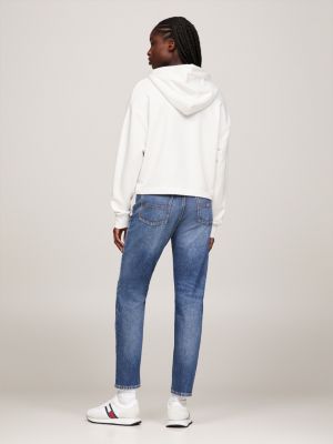 Essential Cropped Relaxed Hoody | White | Tommy Hilfiger