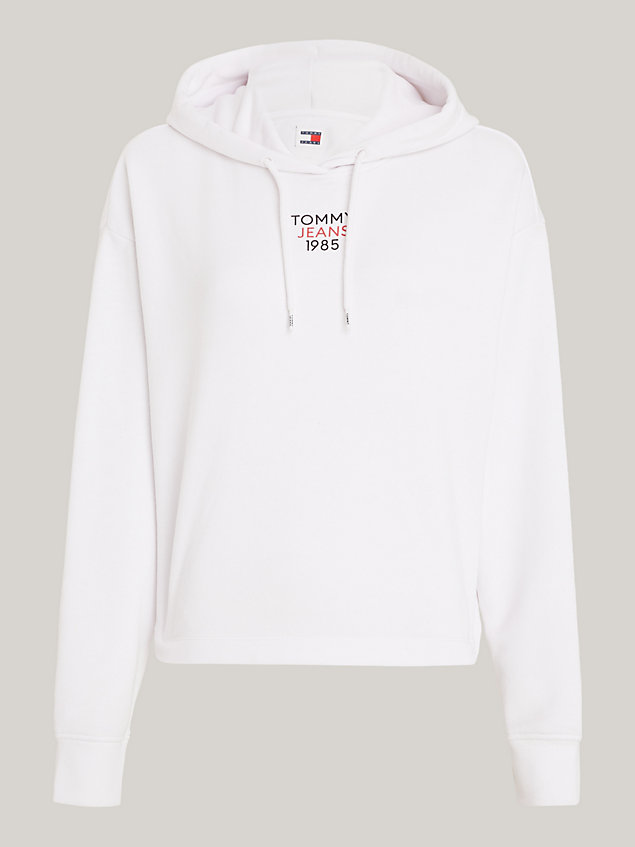 white essential cropped relaxed hoody for women tommy jeans