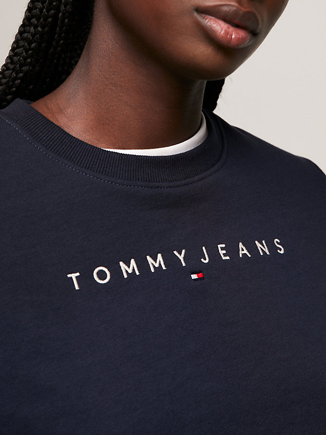 blue bluza essential z logo i okrągłym dekoltem dla kobiety - tommy jeans