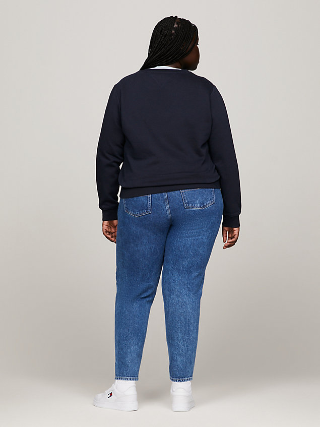 blue essential rundhals-sweatshirt mit logo für damen - tommy jeans