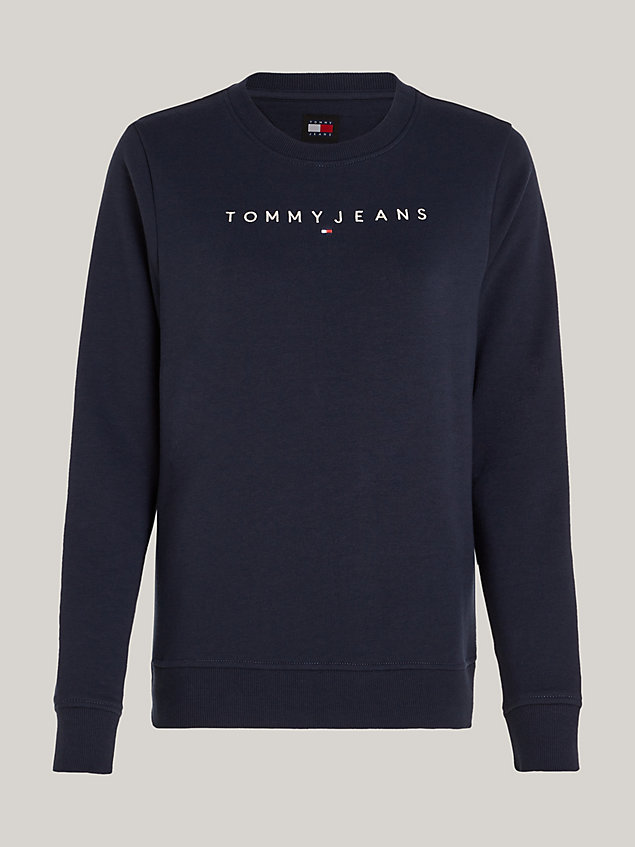 blue essential trui met ronde hals en logo voor dames - tommy jeans