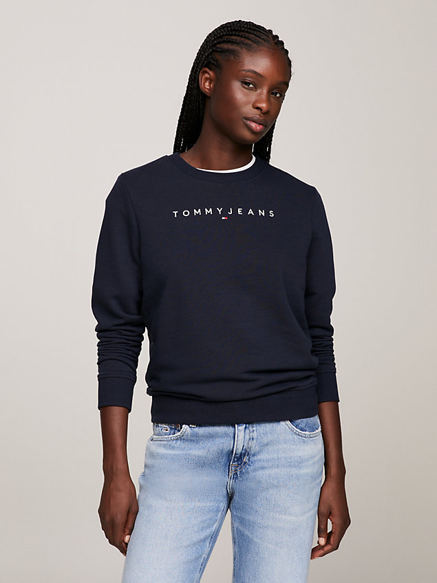 blue essential rundhals-sweatshirt mit logo für damen - tommy jeans