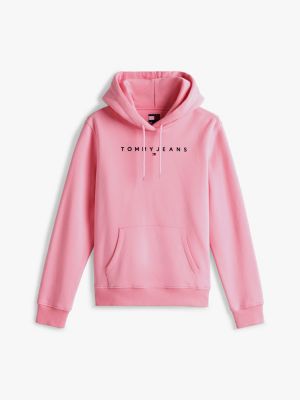 rosa hoodie mit logo-stickerei für damen - tommy jeans