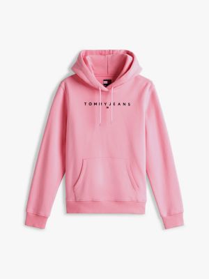 pink logo embroidery hoody for women tommy jeans