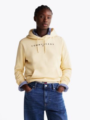 yellow logo embroidery hoody for women tommy jeans