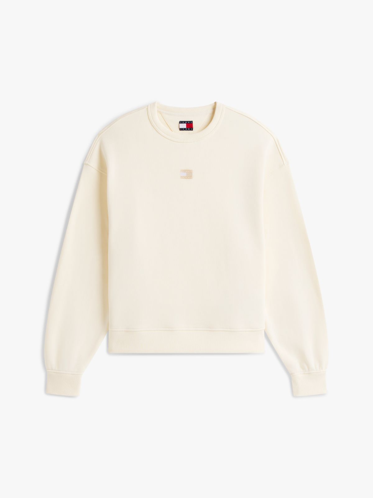 Tommy Badge Boxy Fleece Sweatshirt — Beige