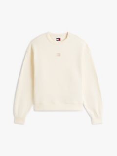 Tommy Badge Boxy Fleece Sweatshirt — Beige 5