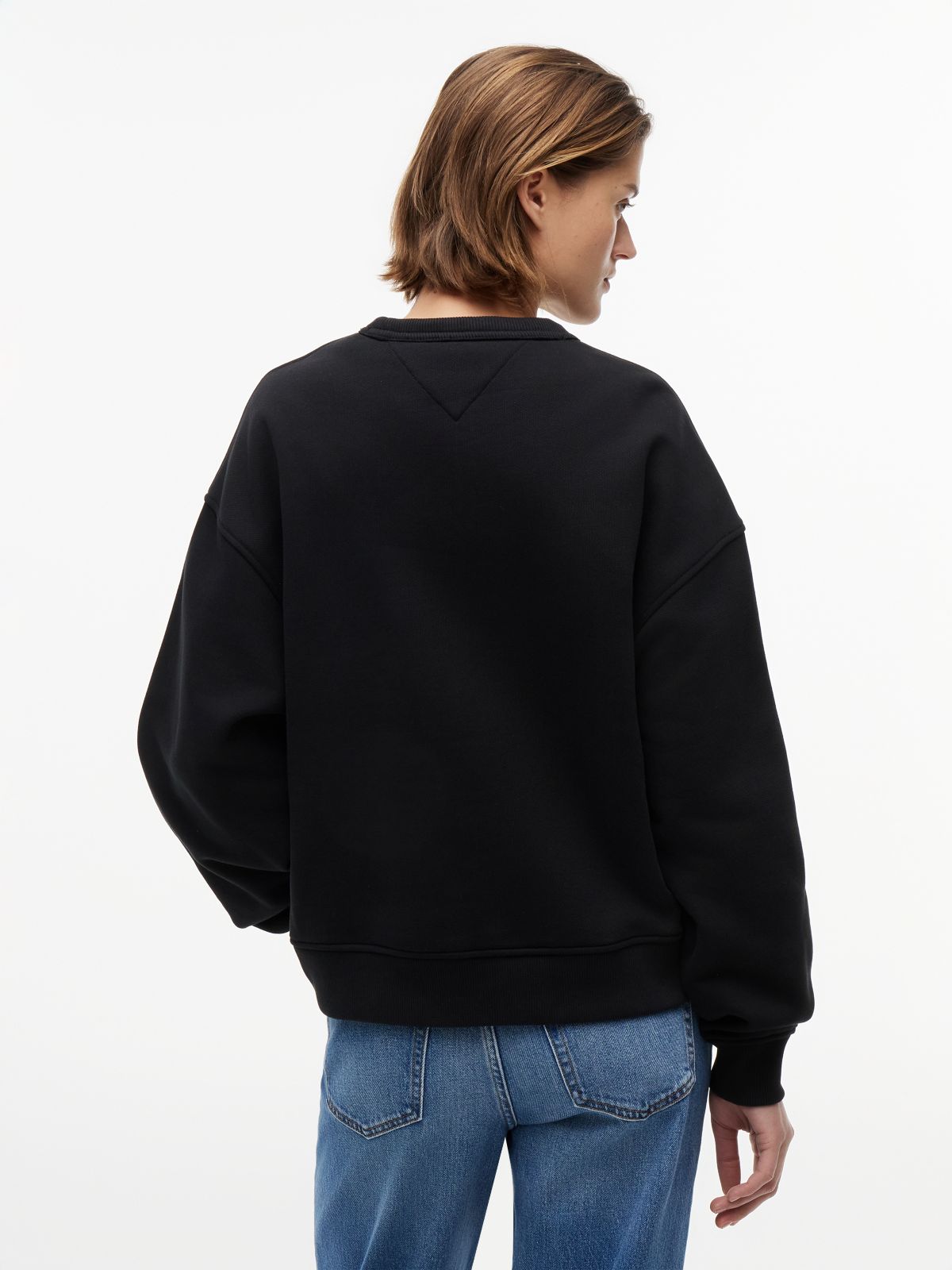 Tommy Badge Boxy Fleece Sweatshirt — Black