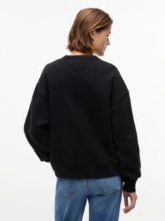 Tommy Badge Boxy Fleece Sweatshirt — Black 5