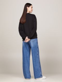 Tommy Badge Boxy Fleece Sweatshirt — Black 6