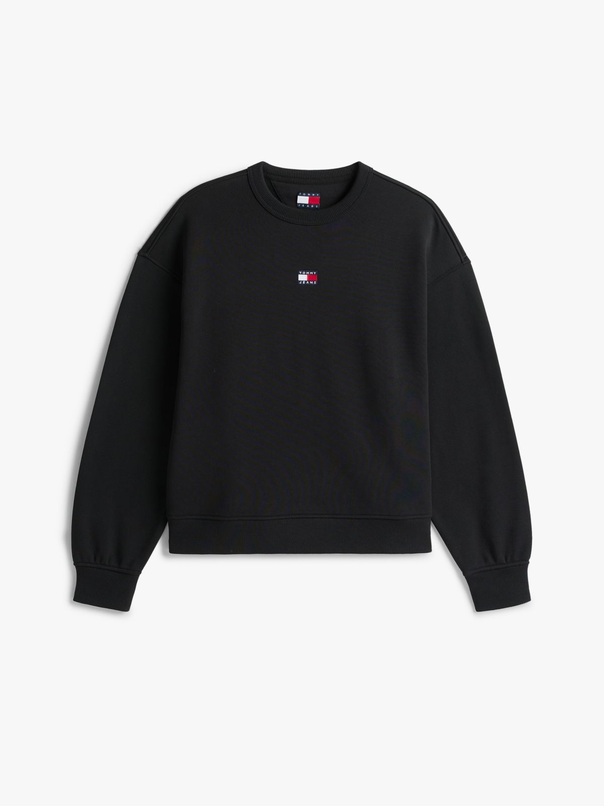 Tommy Badge Boxy Fleece Sweatshirt — Black