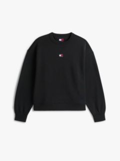 Tommy Badge Boxy Fleece Sweatshirt — Black 7