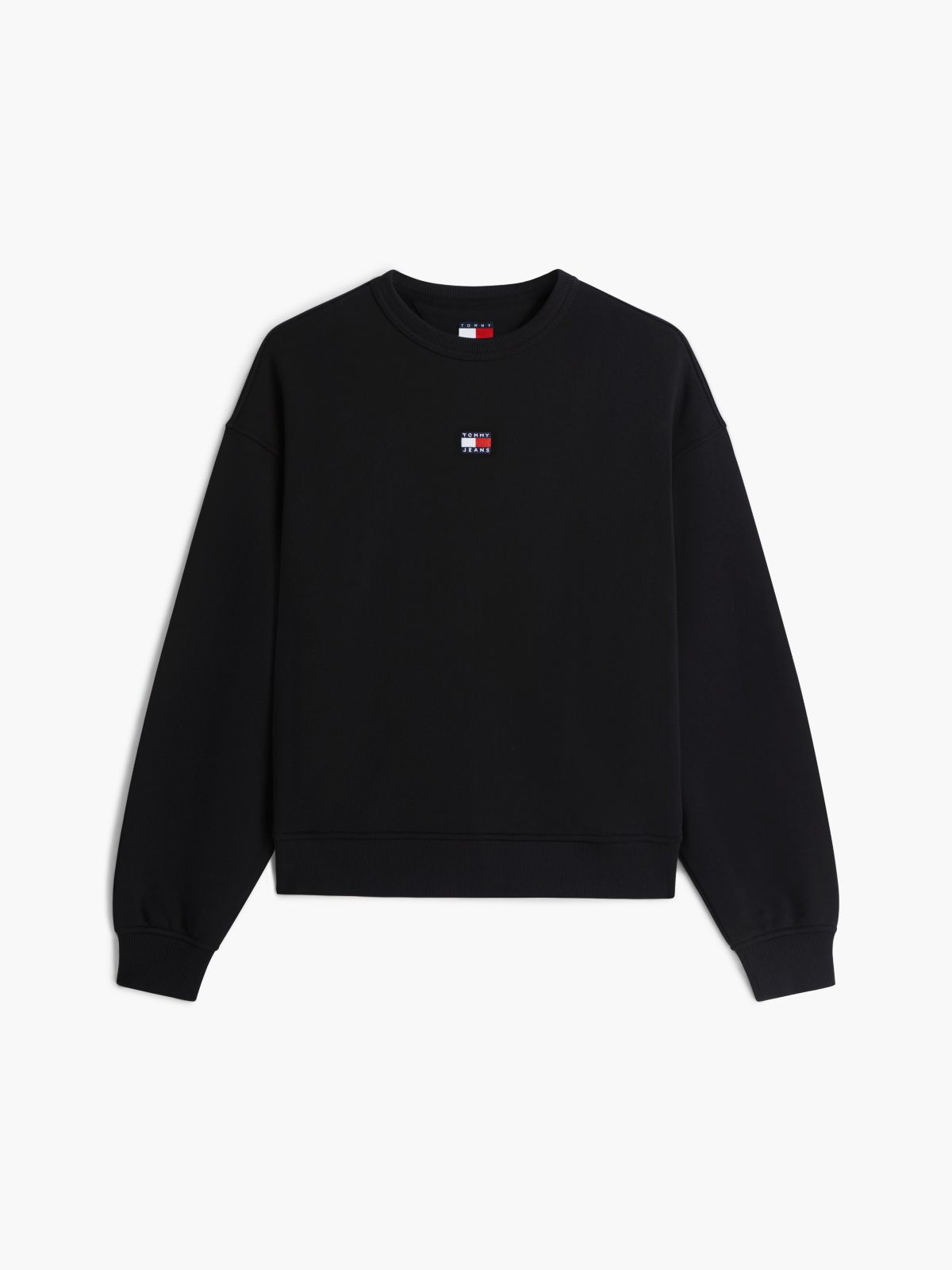 Tommy Badge Boxy Fleece Sweatshirt — Black